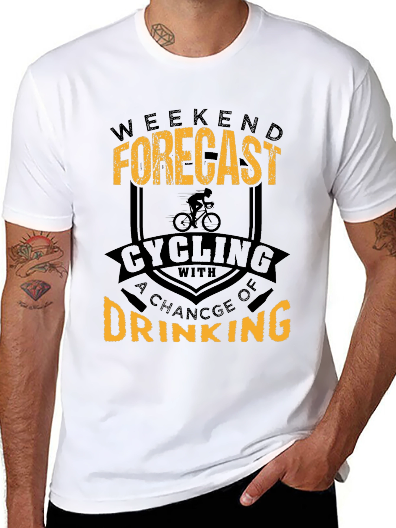 Weekend Forecast Cycling and Drinking Graphic T-Shirt