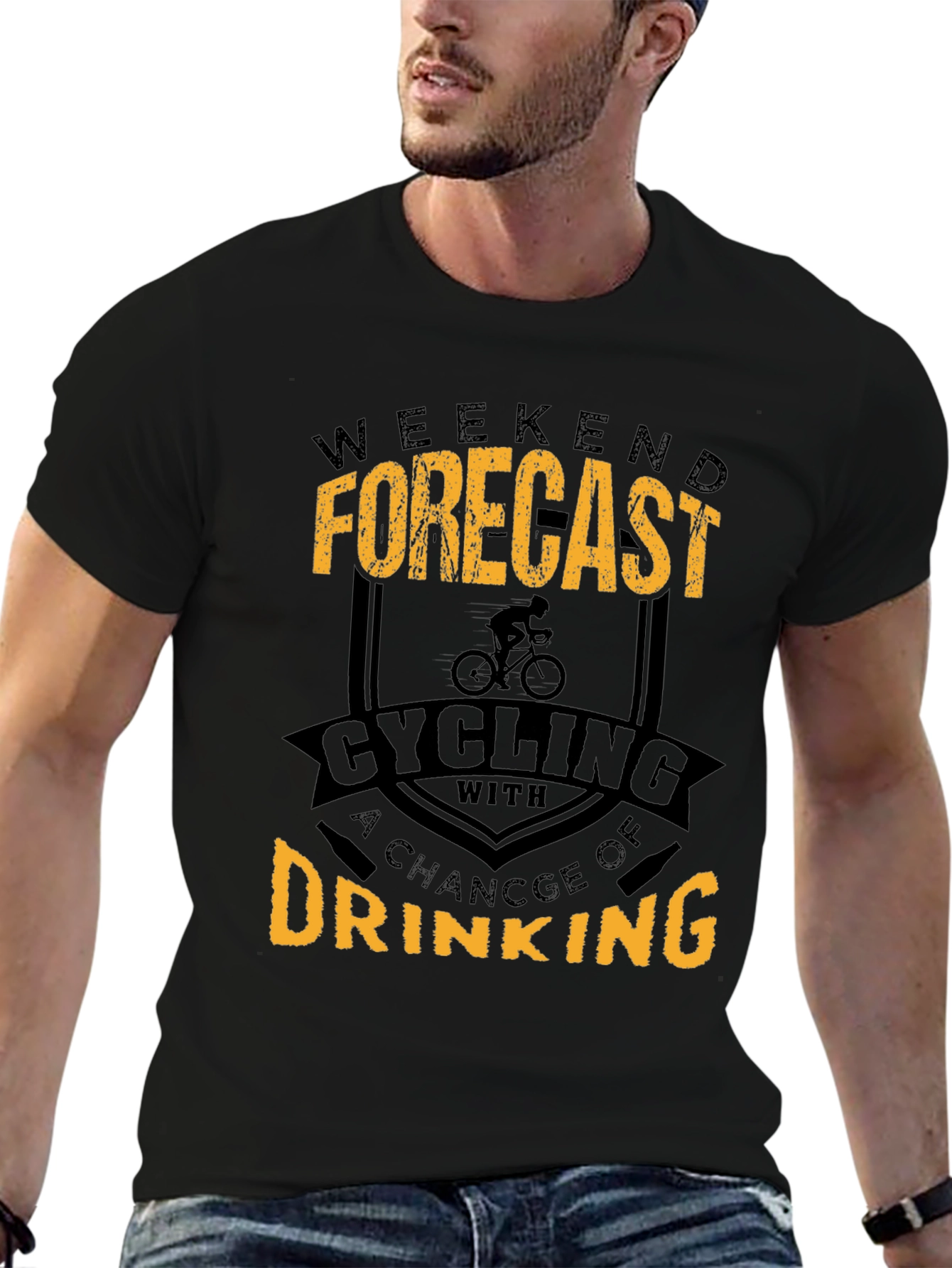 Weekend Forecast Cycling and Drinking Graphic T-Shirt