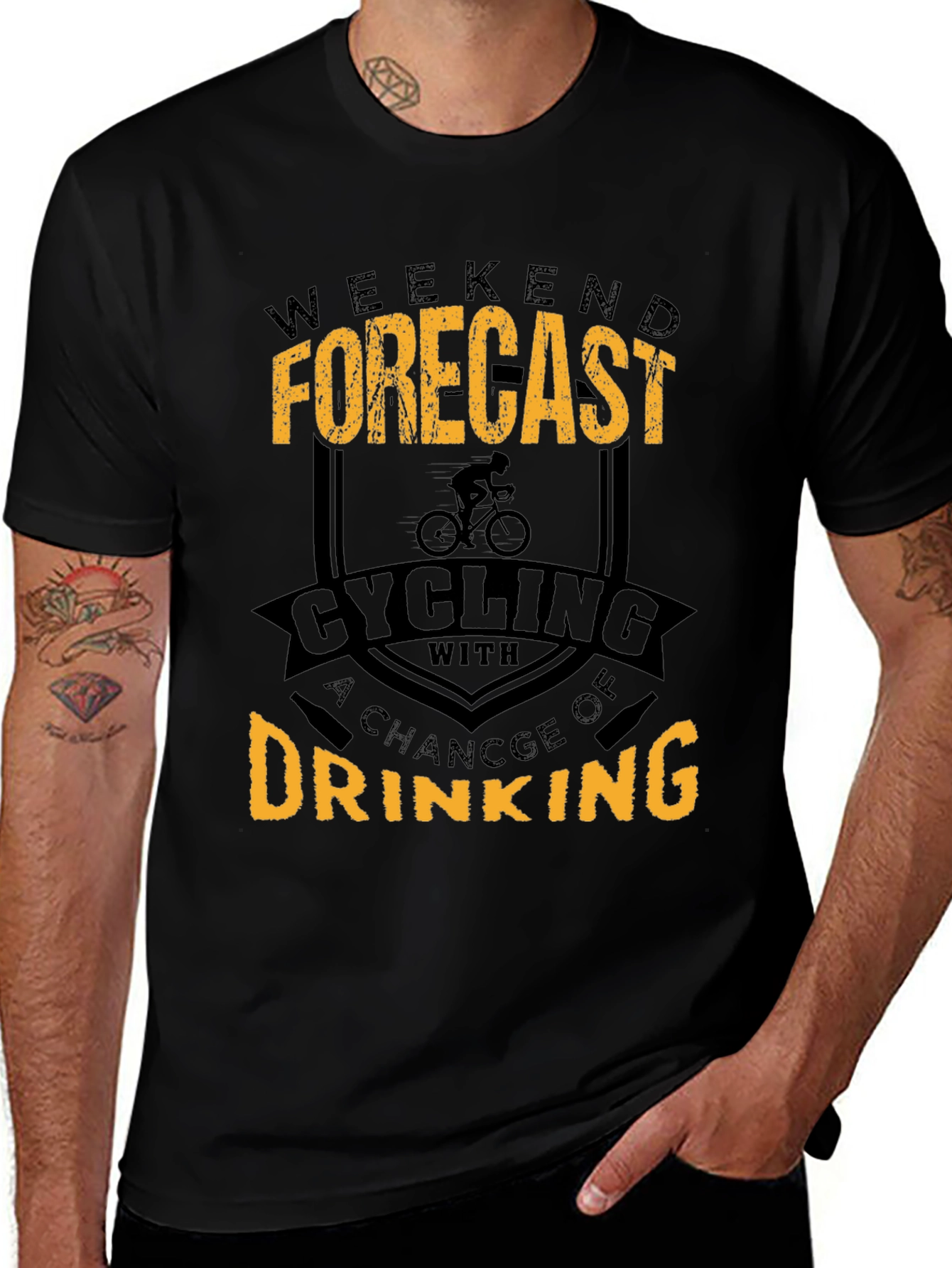 Weekend Forecast Cycling and Drinking Graphic T-Shirt