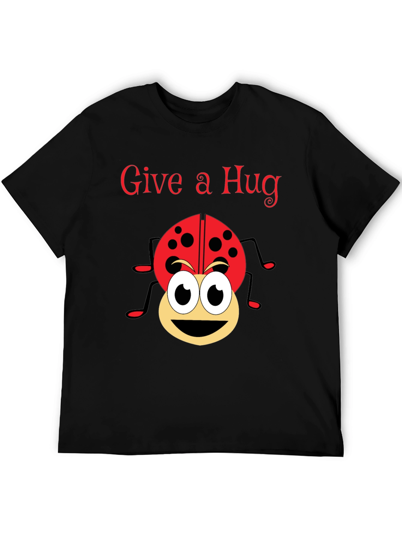 Give a Hug Ladybug Graphic Tee - Black