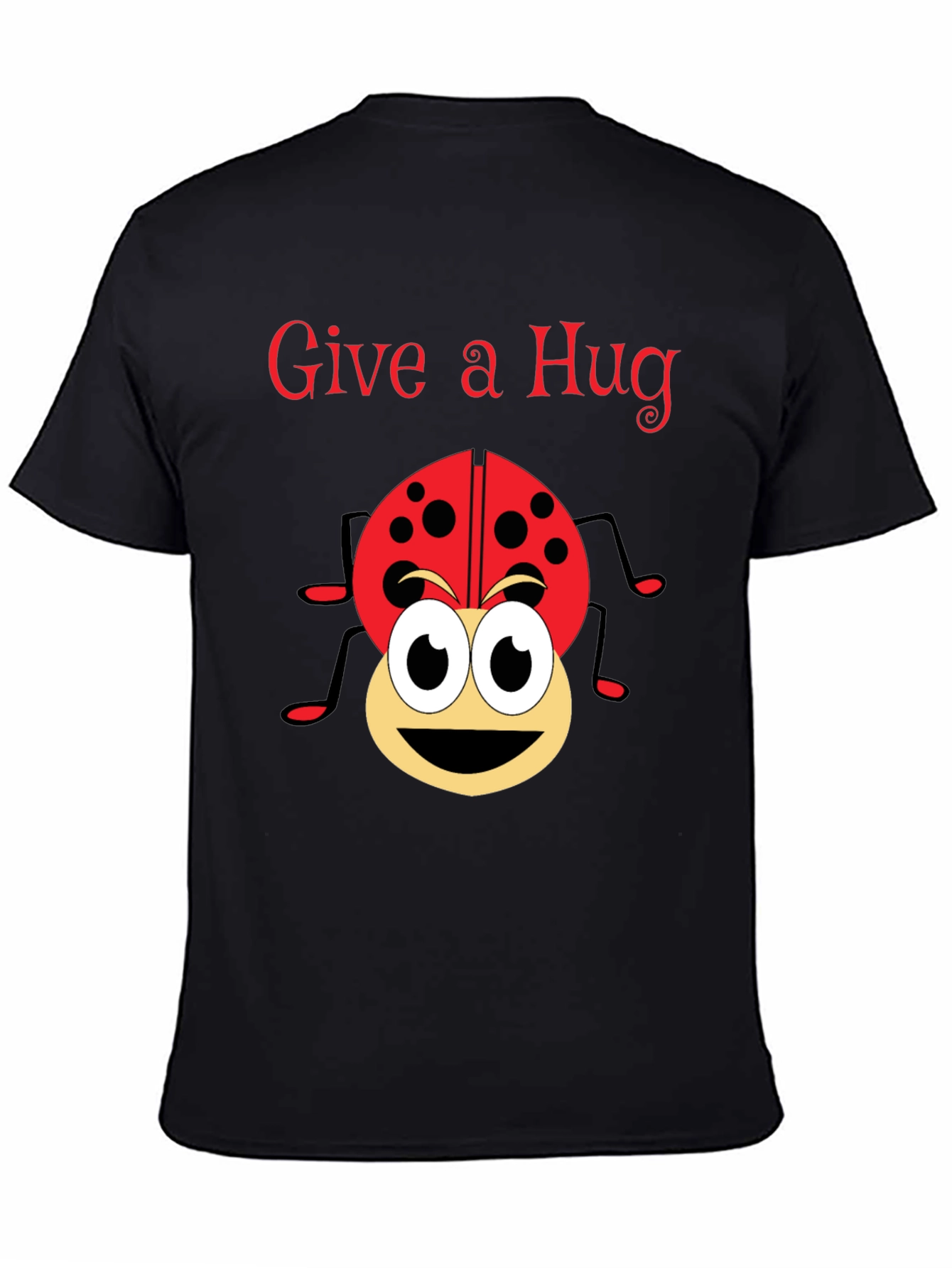 Give a Hug Ladybug Graphic Tee - Black