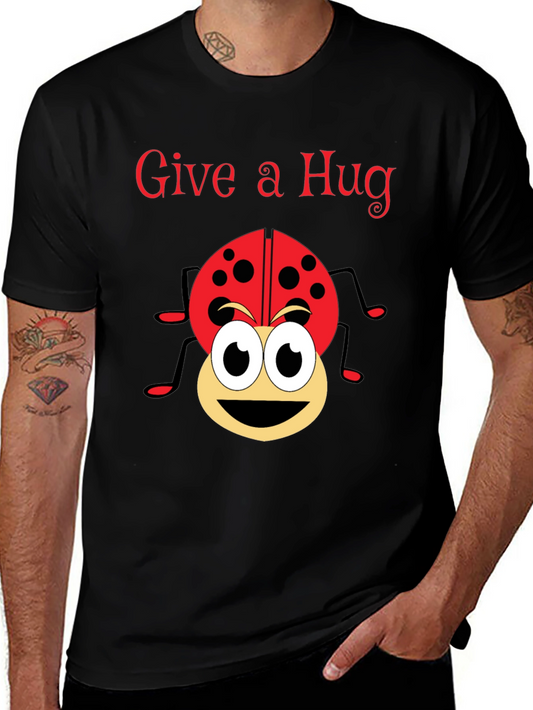 Give a Hug Ladybug Graphic Tee - Black
