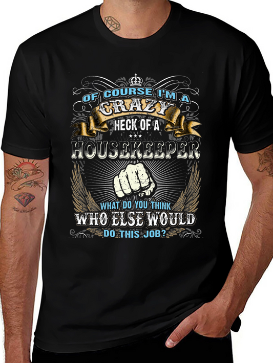 Crazy Housekeeper Graphic Tee - Black