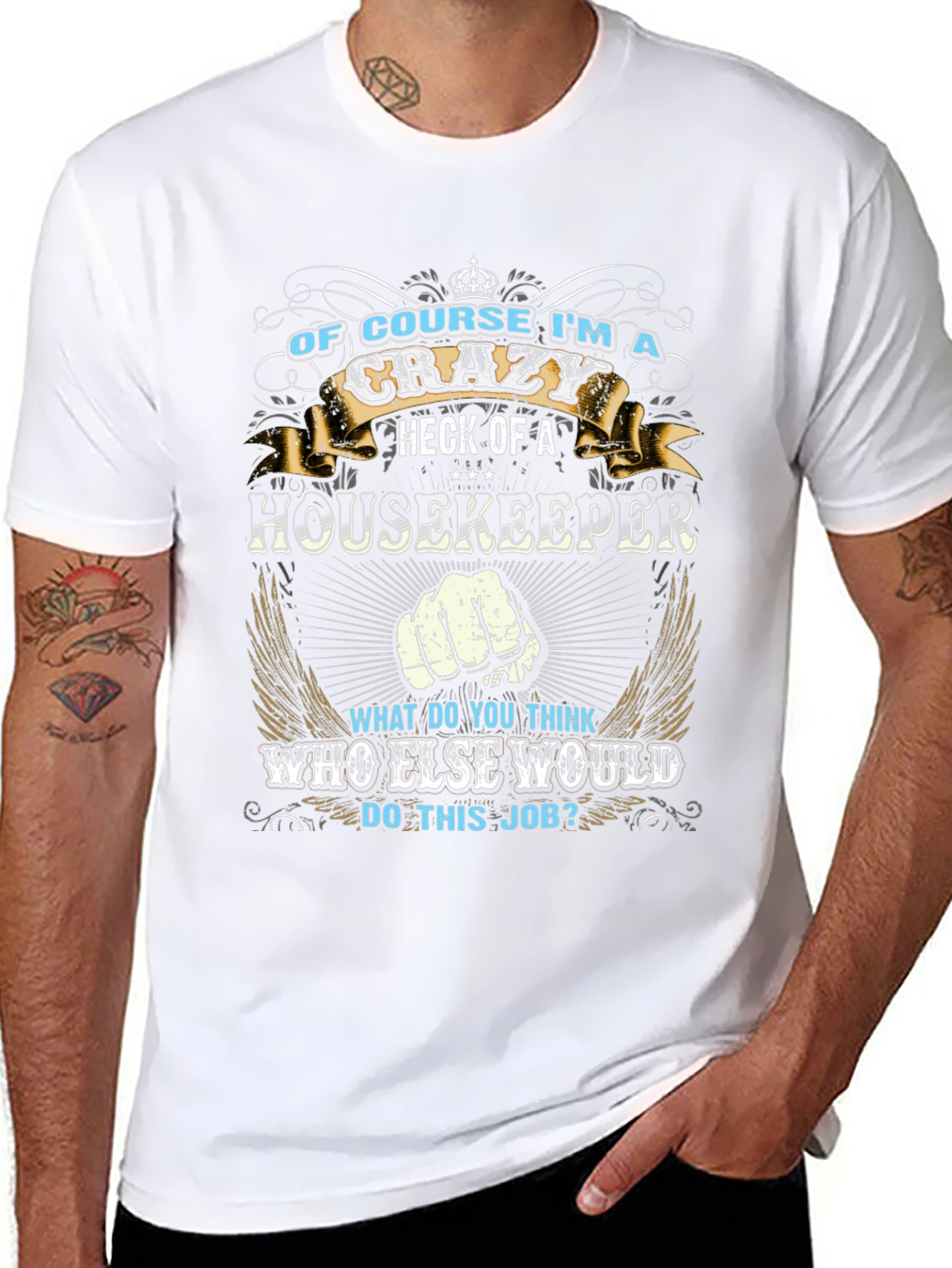 Crazy Housekeeper Graphic Tee - Black