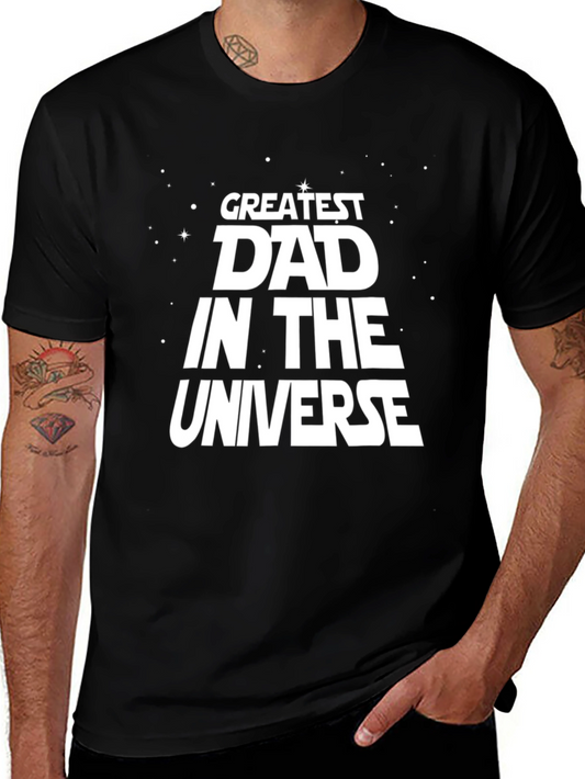 Greatest Dad in the Universe Black Graphic T-Shirt