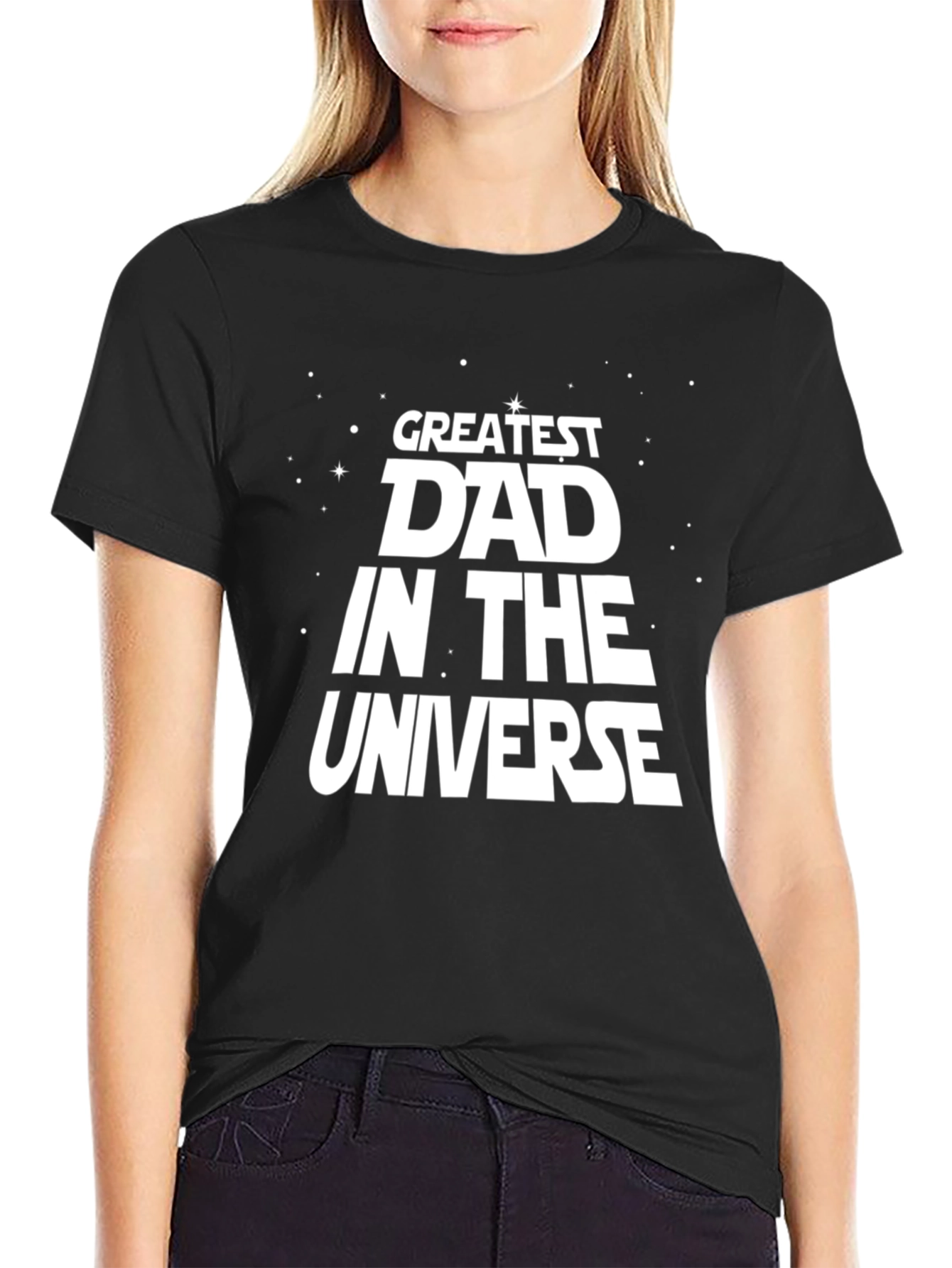 Greatest Dad in the Universe Black Graphic T-Shirt