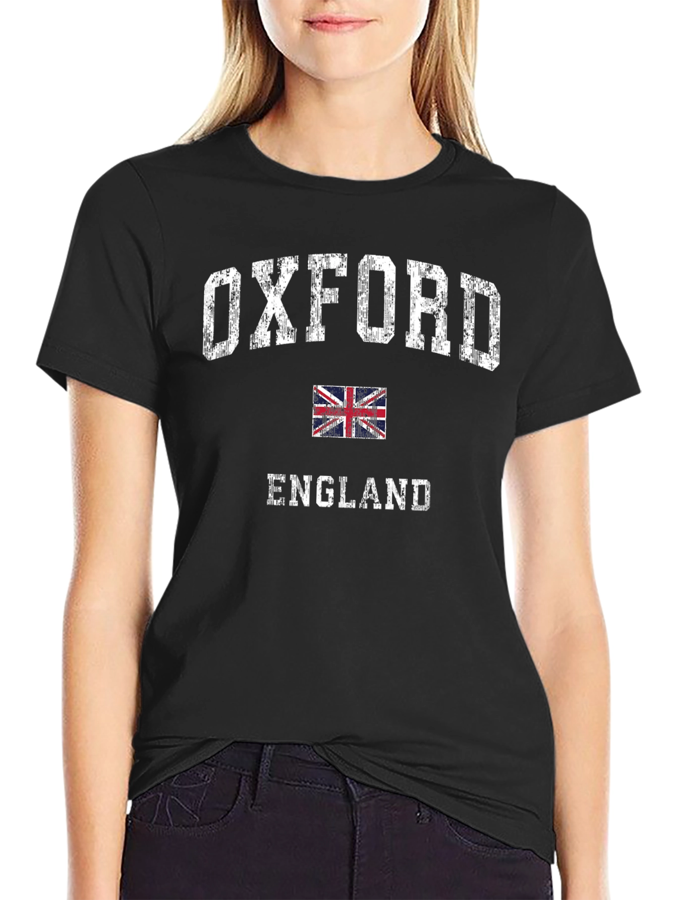 Oxford England UK Flag Mens Black T-Shirt