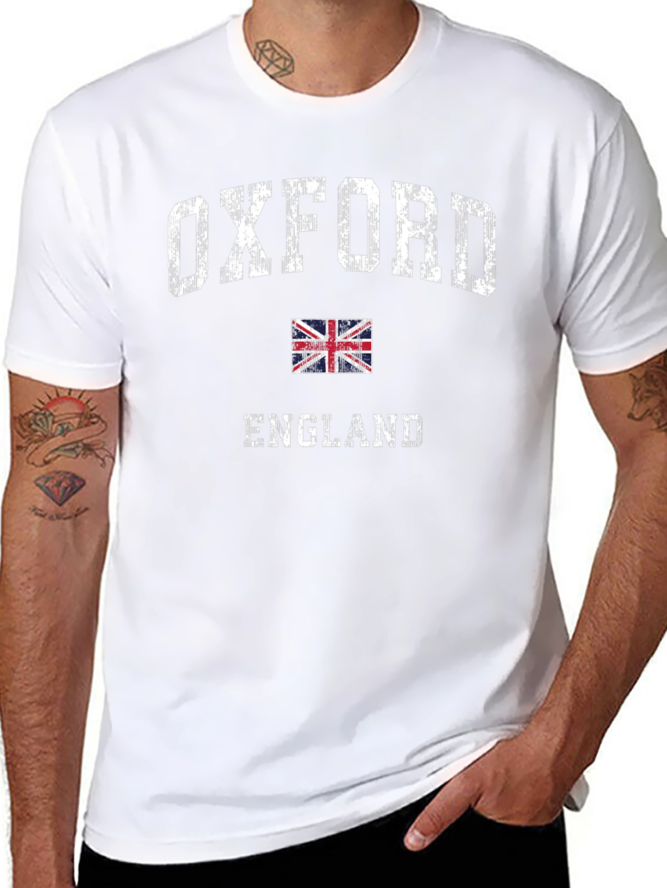 Oxford England UK Flag Mens Black T-Shirt