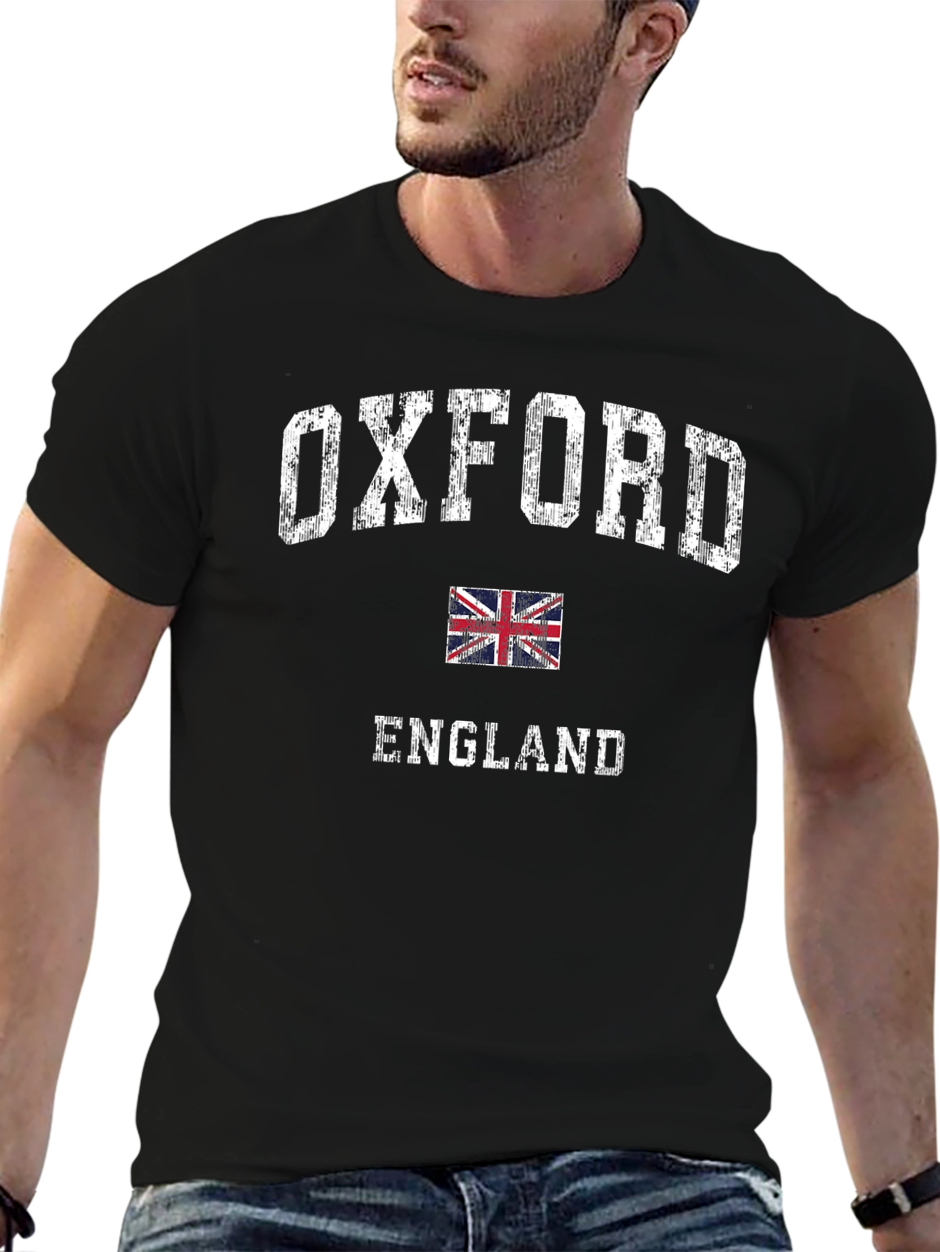 Oxford England UK Flag Mens Black T-Shirt