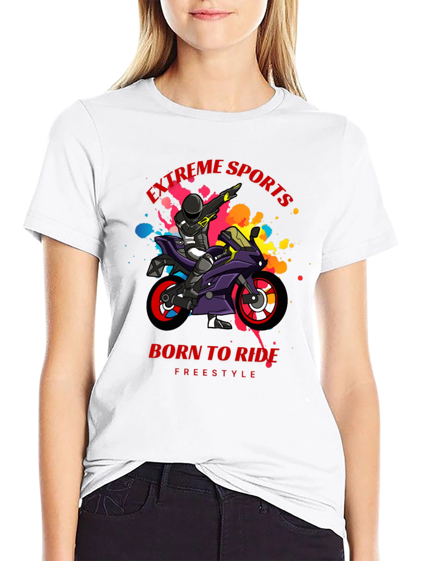 Extreme Sports Motorcycle Rider Graphic T-Shirt