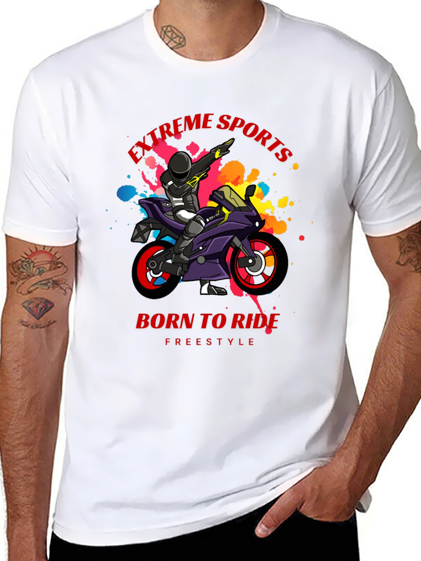 Extreme Sports Motorcycle Rider Graphic T-Shirt