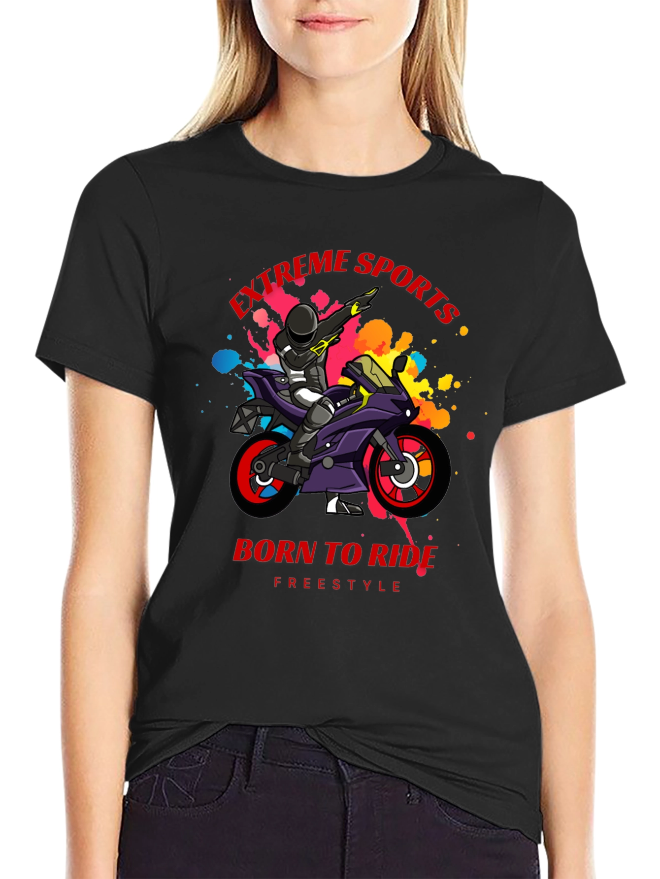 Extreme Sports Motorcycle Rider Graphic T-Shirt