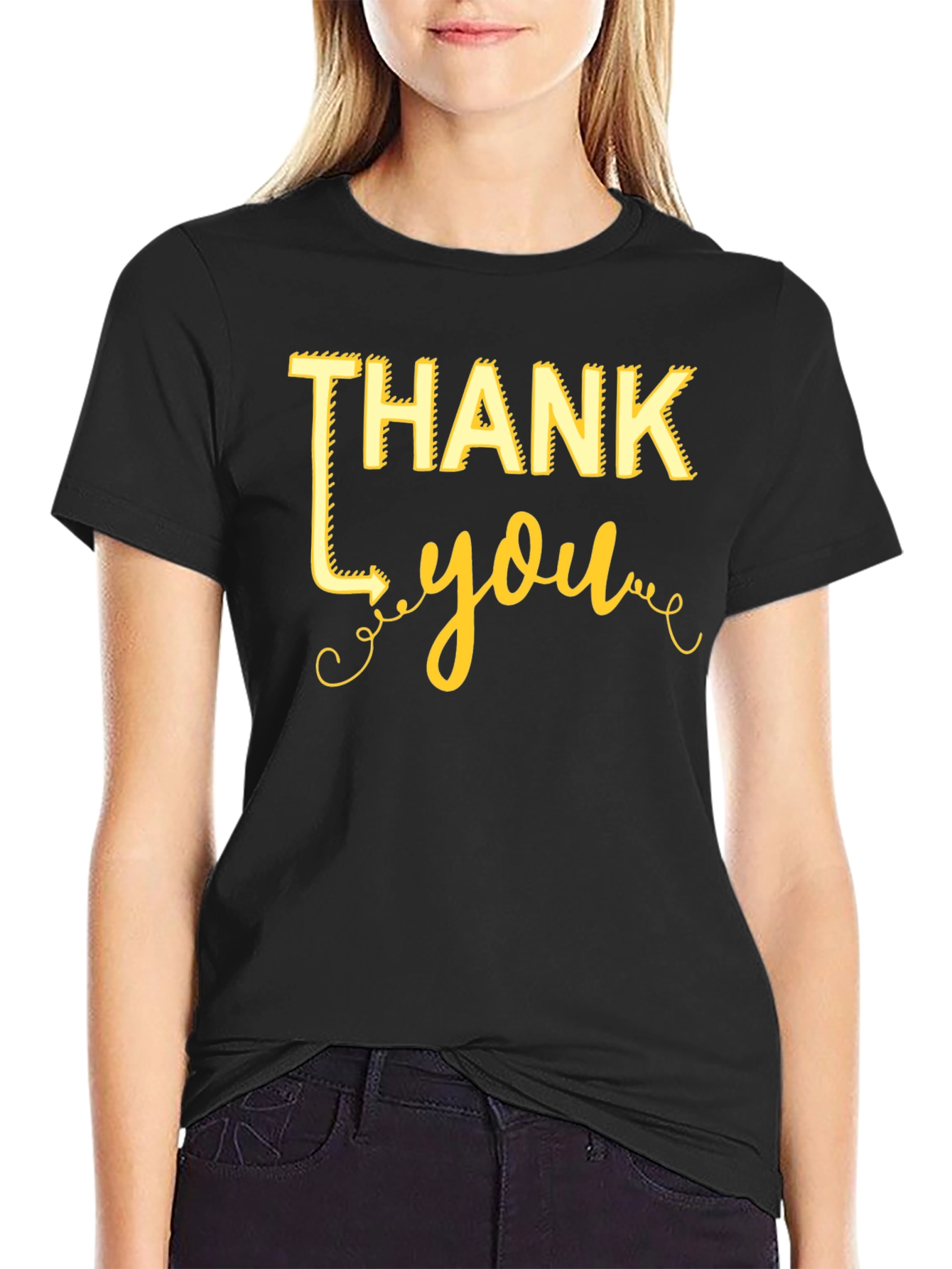 Thank You Graphic Tee - Black