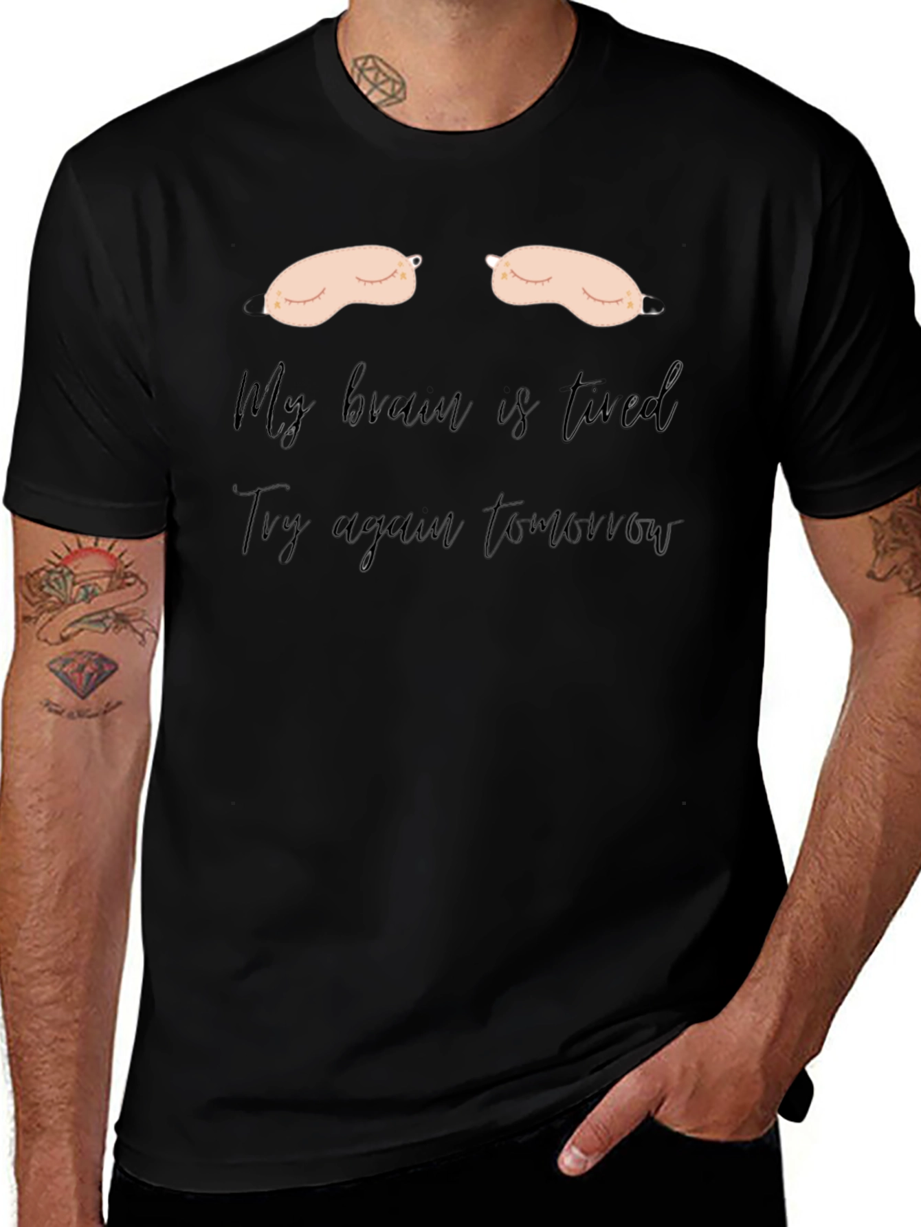 Funny Tired Brain Graphic T-Shirt