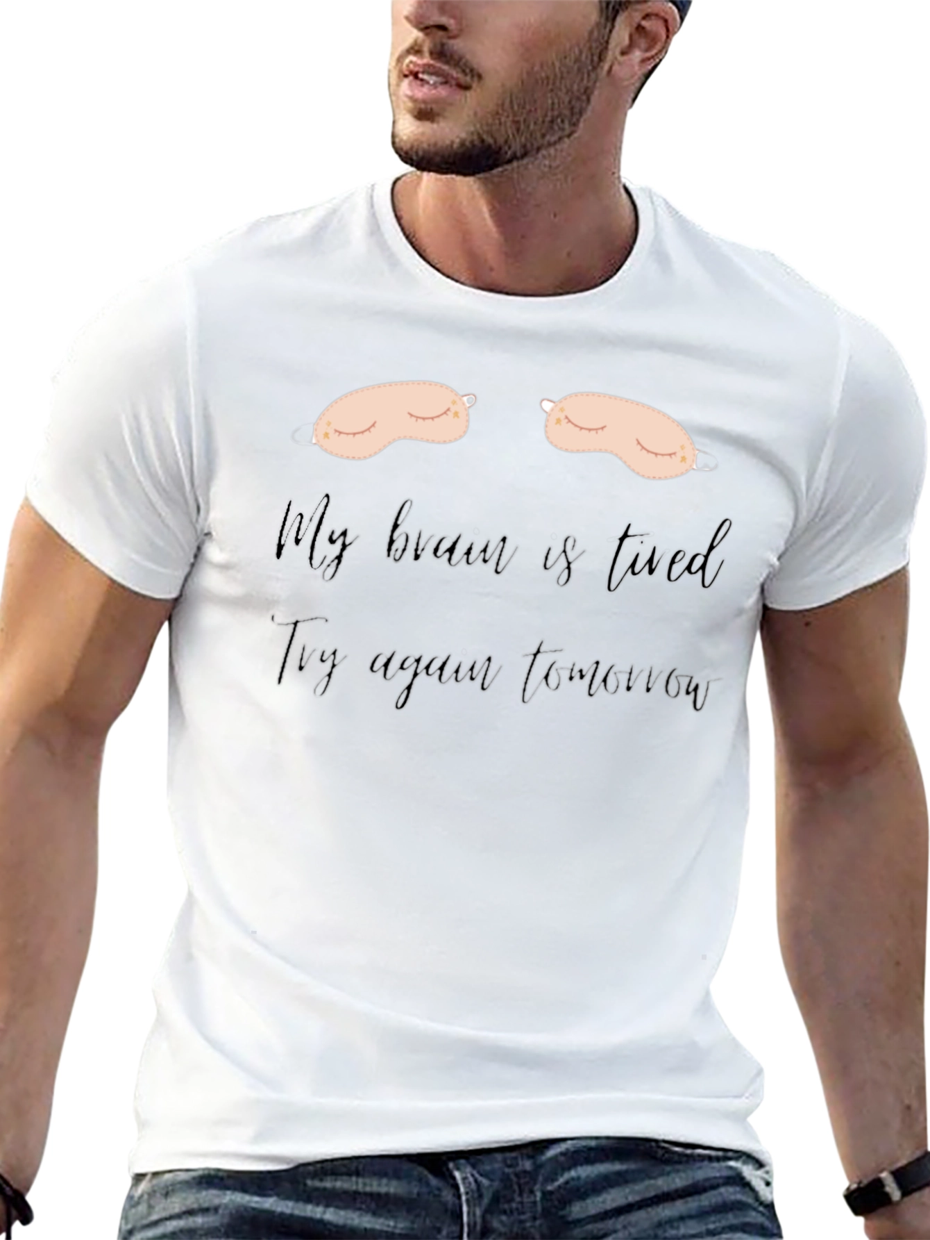 Funny Tired Brain Graphic T-Shirt