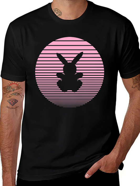 Retro Bunny T-Shirt - Pink Sunset Design