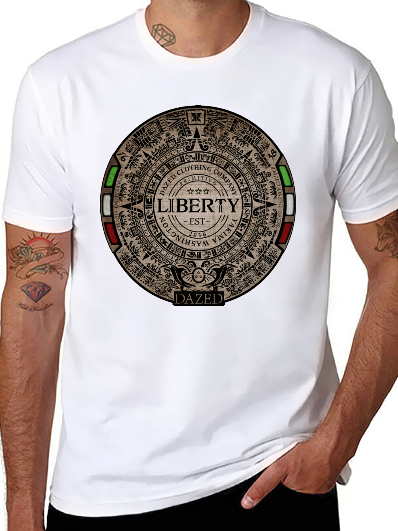 Dazed Clothing Liberty Aztec Graphic T-Shirt