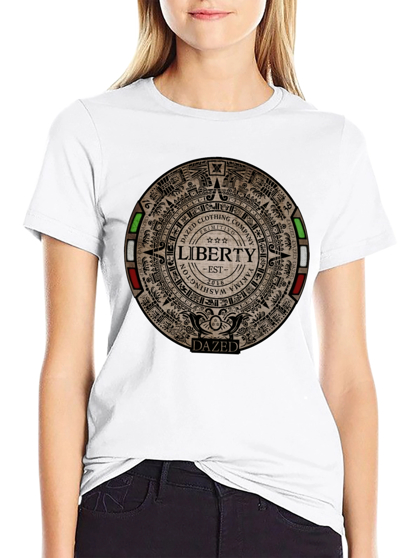 Dazed Clothing Liberty Aztec Graphic T-Shirt