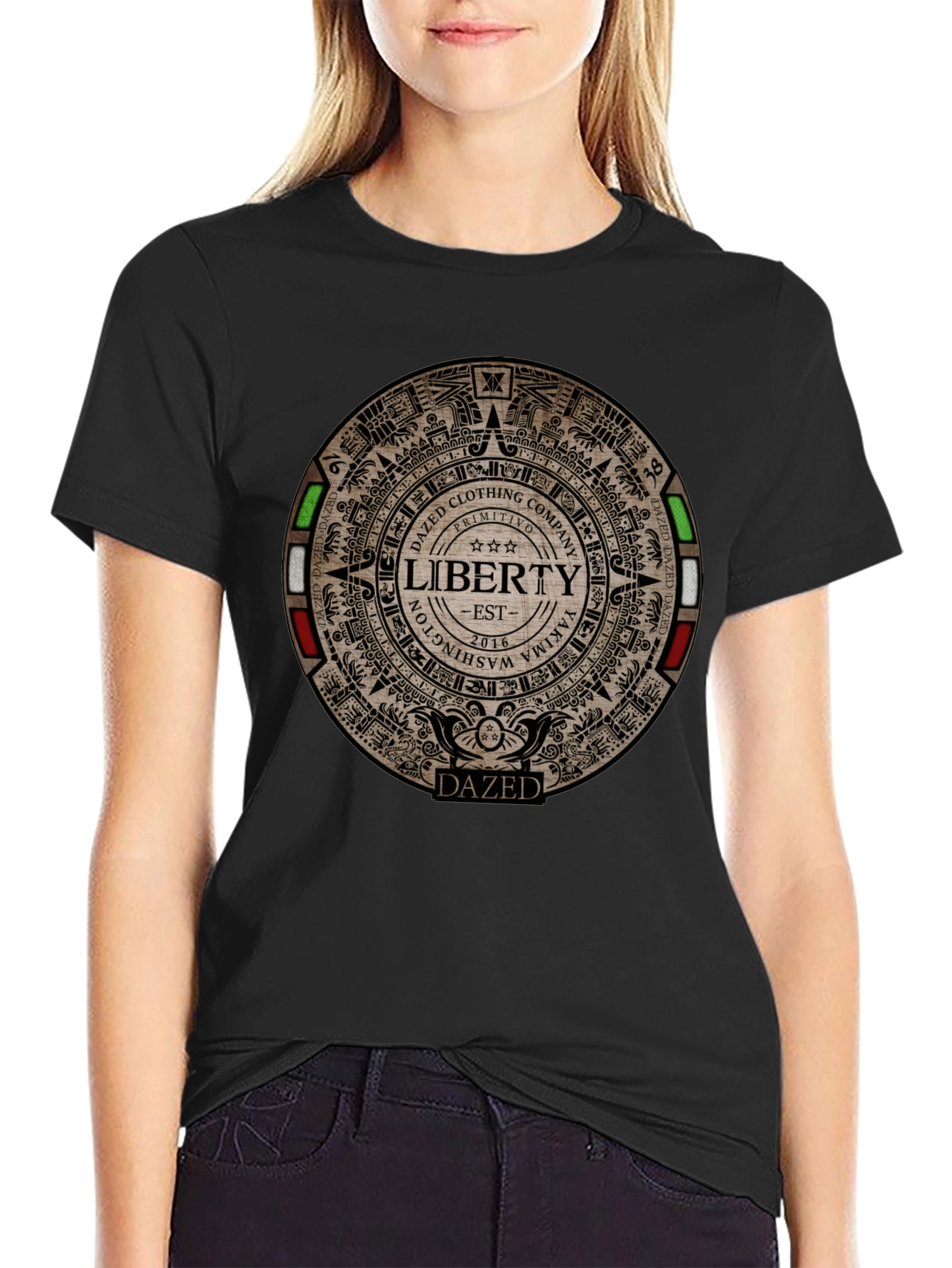 Dazed Clothing Liberty Aztec Graphic T-Shirt