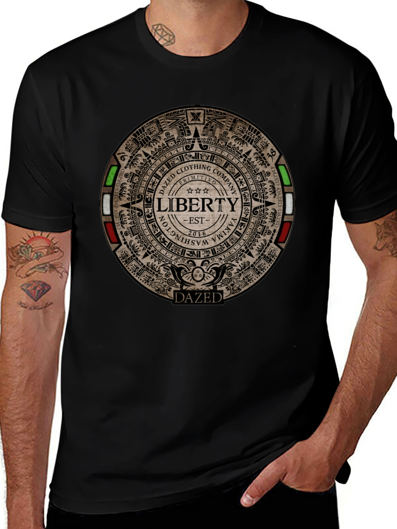 Dazed Clothing Liberty Aztec Graphic T-Shirt