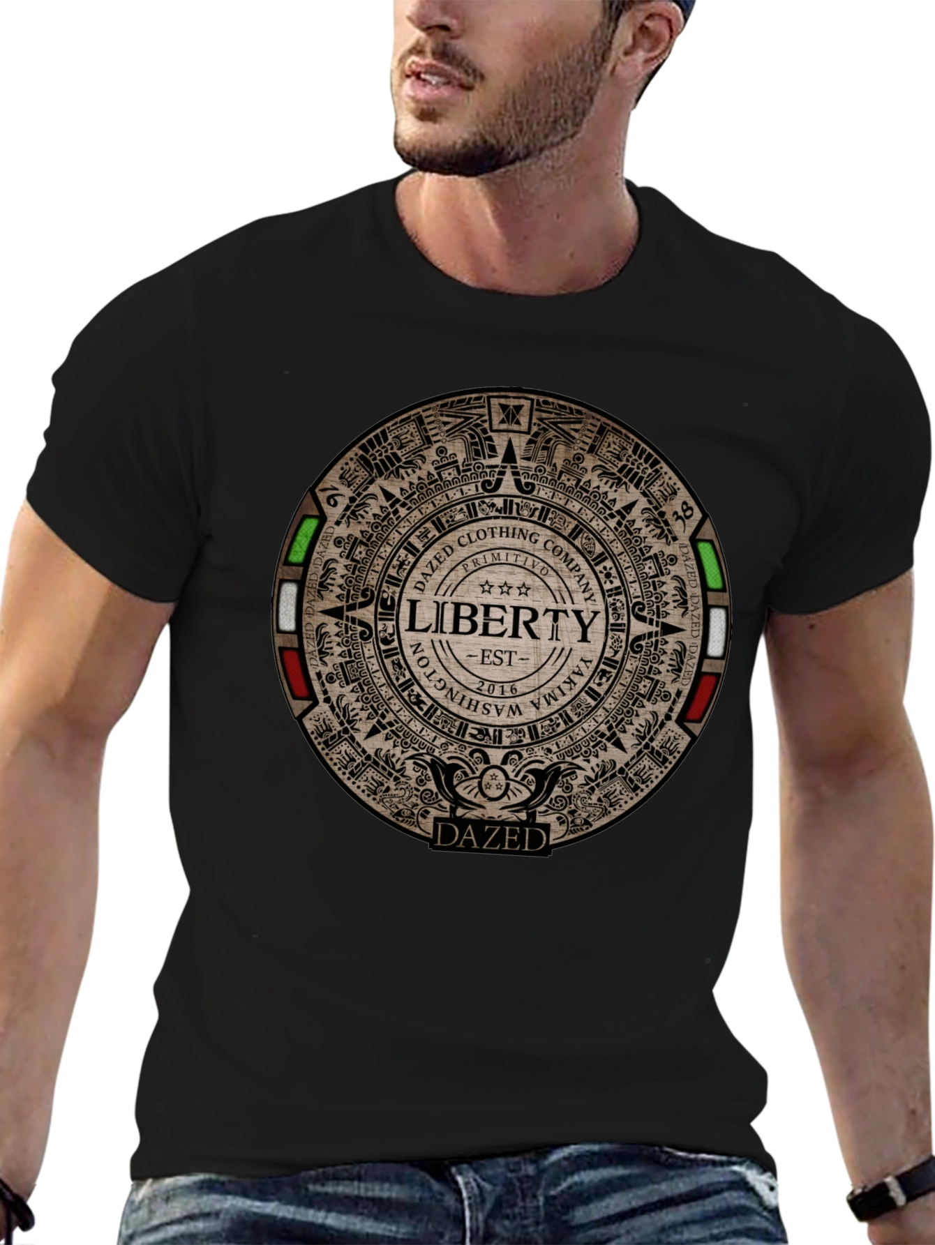 Dazed Clothing Liberty Aztec Graphic T-Shirt