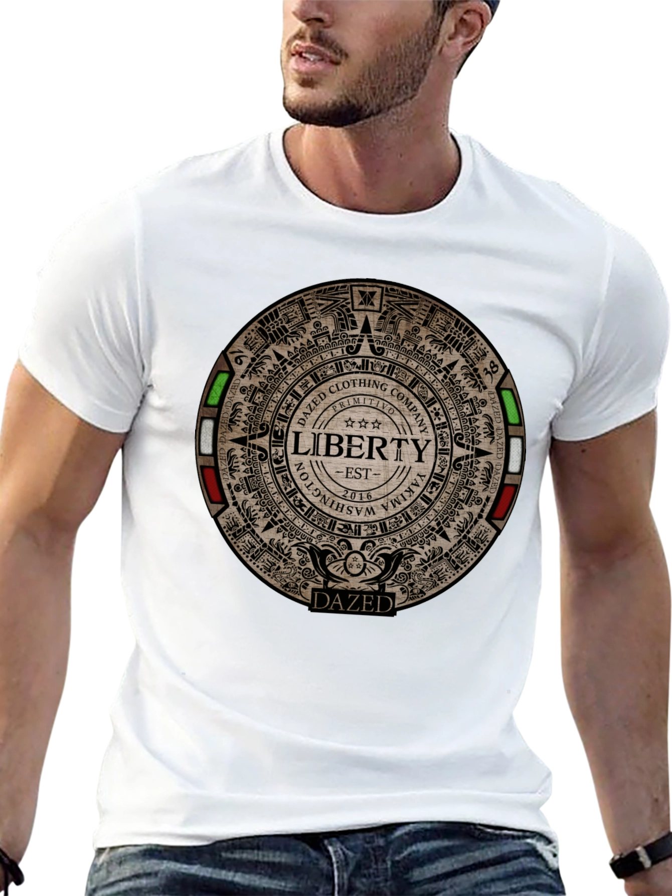 Dazed Clothing Liberty Aztec Graphic T-Shirt