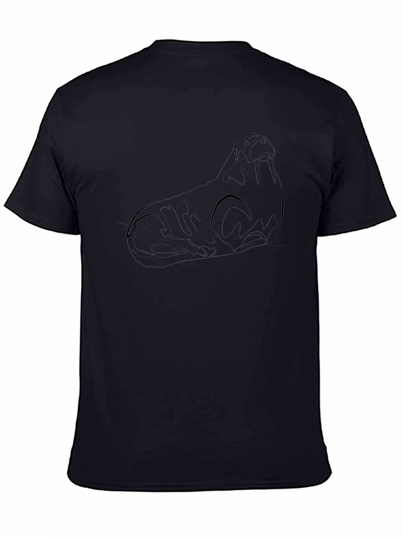 Walrus Outline Black T-Shirt - Stylish & Unique