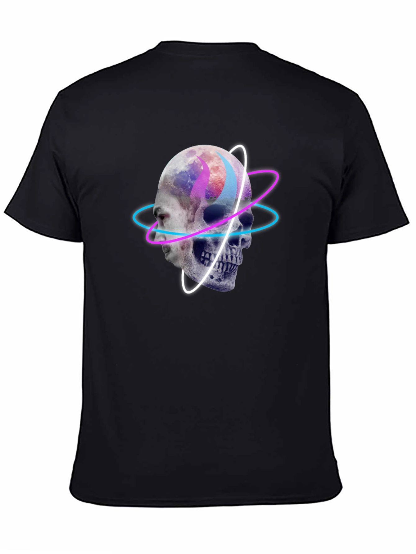 Skull & Face Graphic Print Black T-Shirt