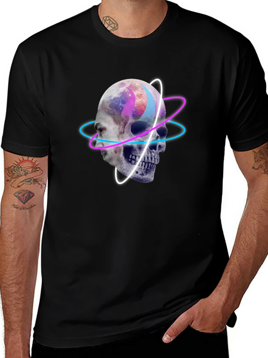 Skull & Face Graphic Print Black T-Shirt