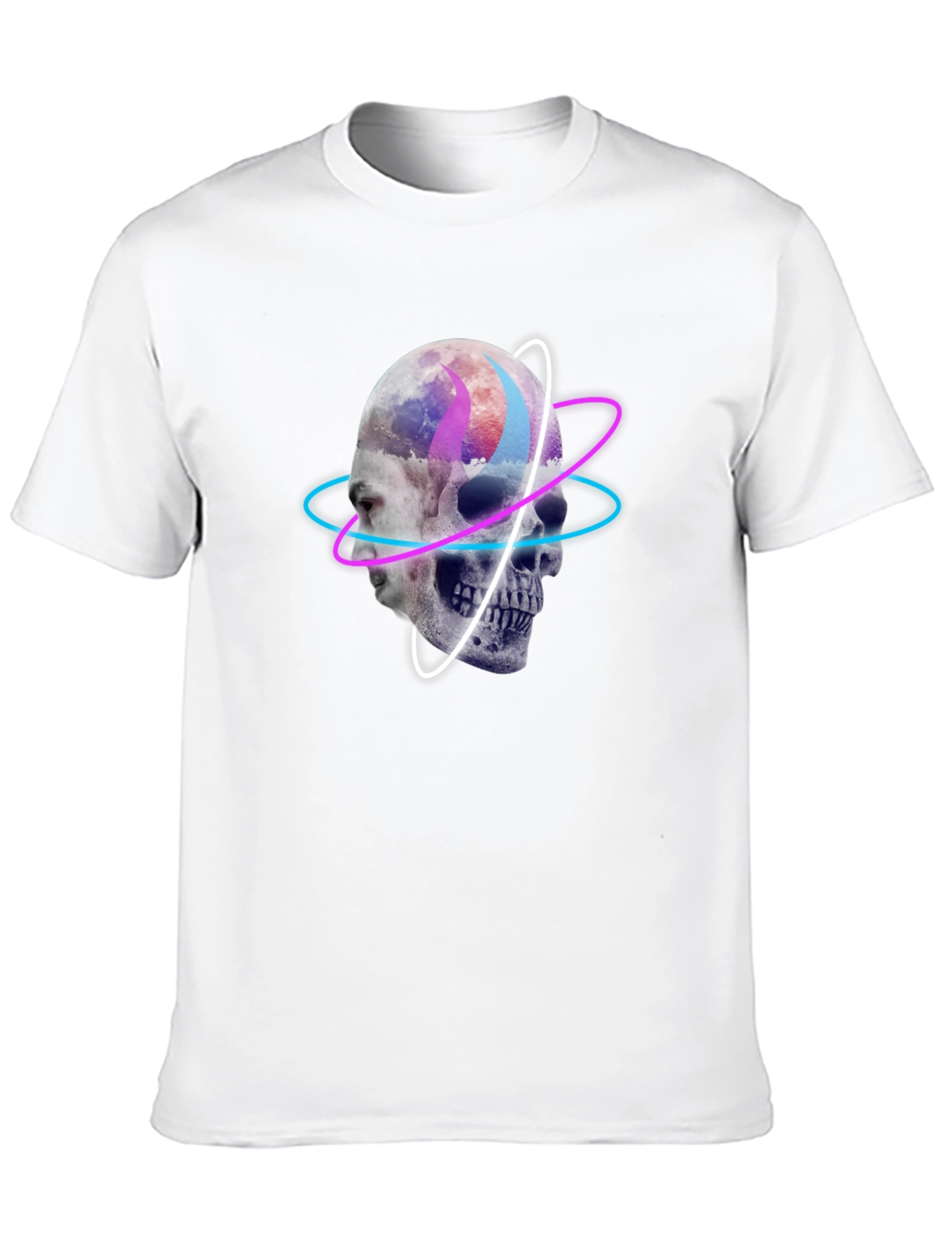 Skull & Face Graphic Print Black T-Shirt