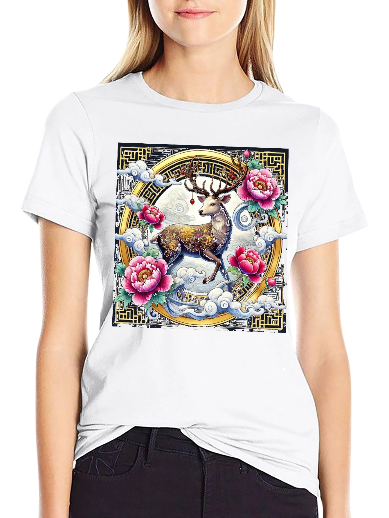 Deer Floral Graphic T-Shirt