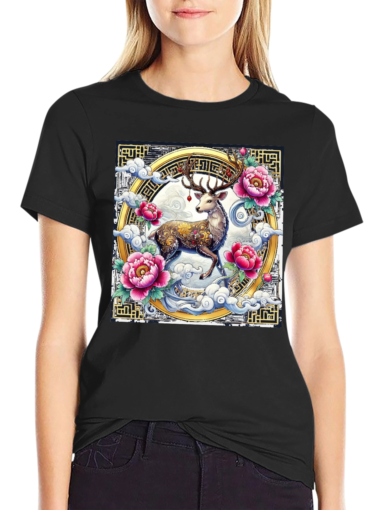 Deer Floral Graphic T-Shirt
