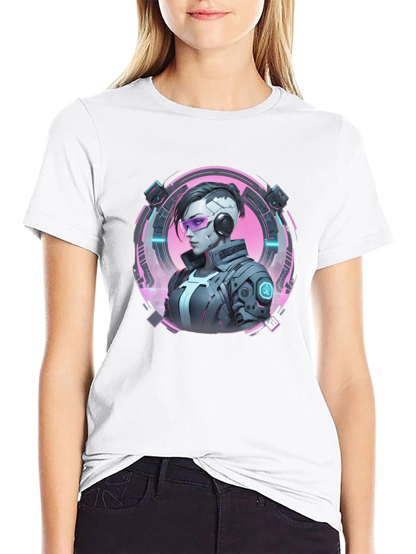 Cyberpunk Girl T-Shirt - Black Graphic Tee