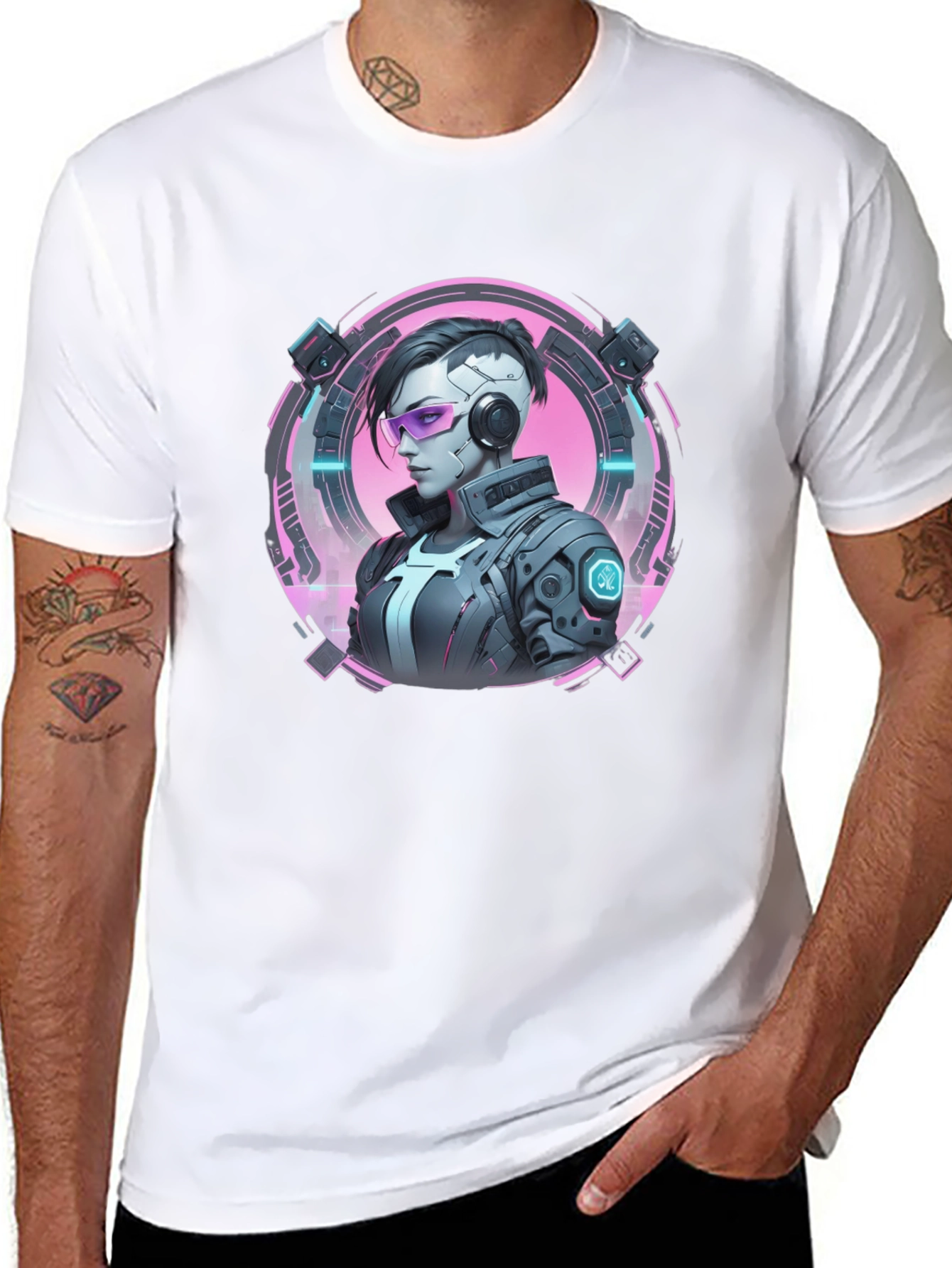 Cyberpunk Girl T-Shirt - Black Graphic Tee