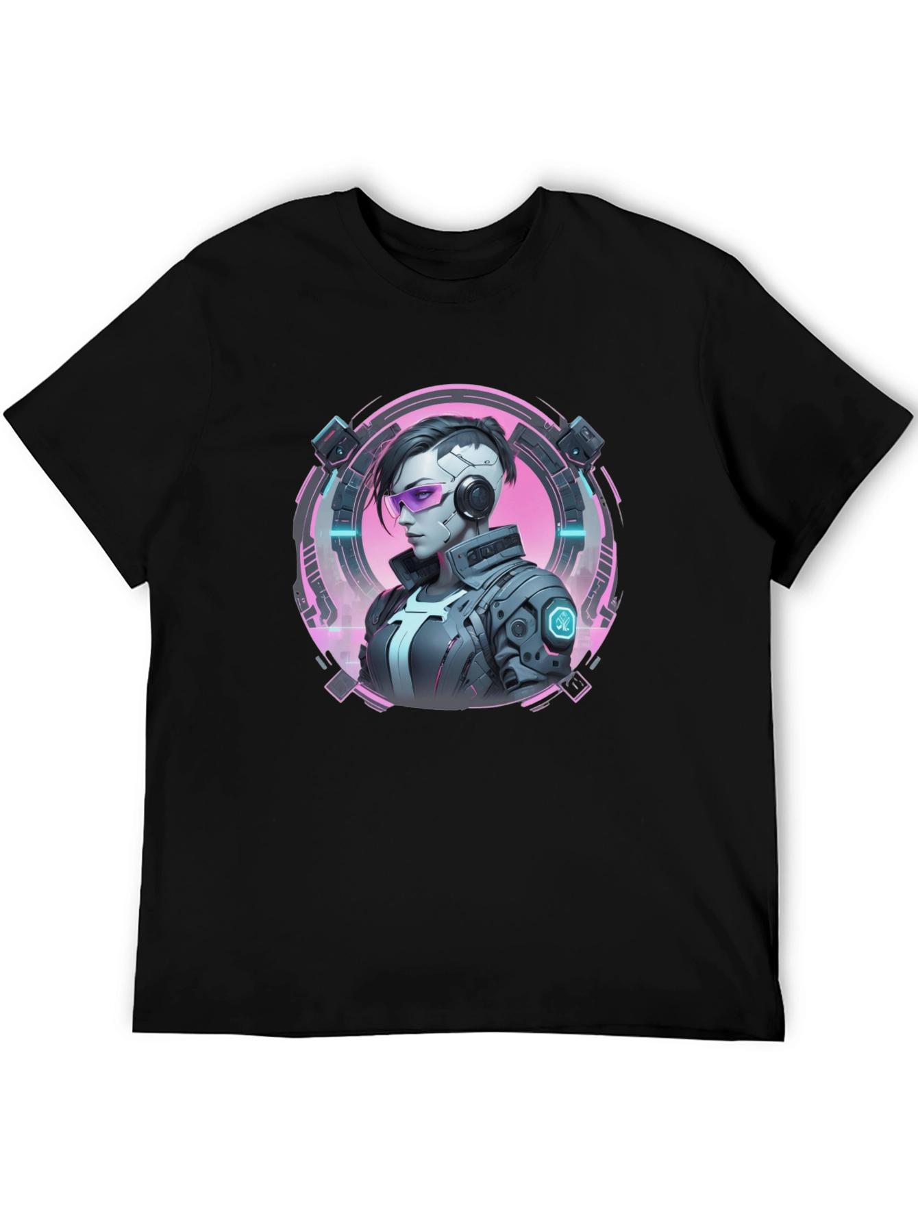 Cyberpunk Girl T-Shirt - Black Graphic Tee