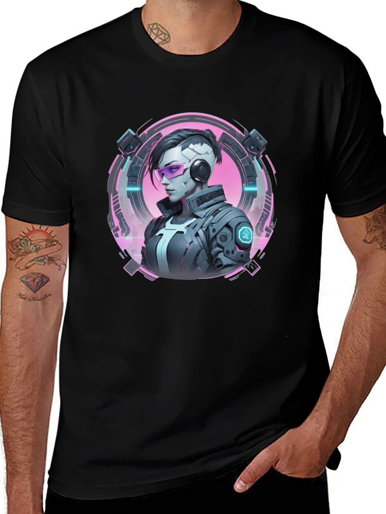 Cyberpunk Girl T-Shirt - Black Graphic Tee