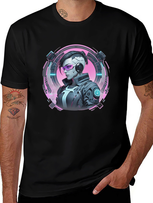 Cyberpunk Girl T-Shirt - Black Graphic Tee