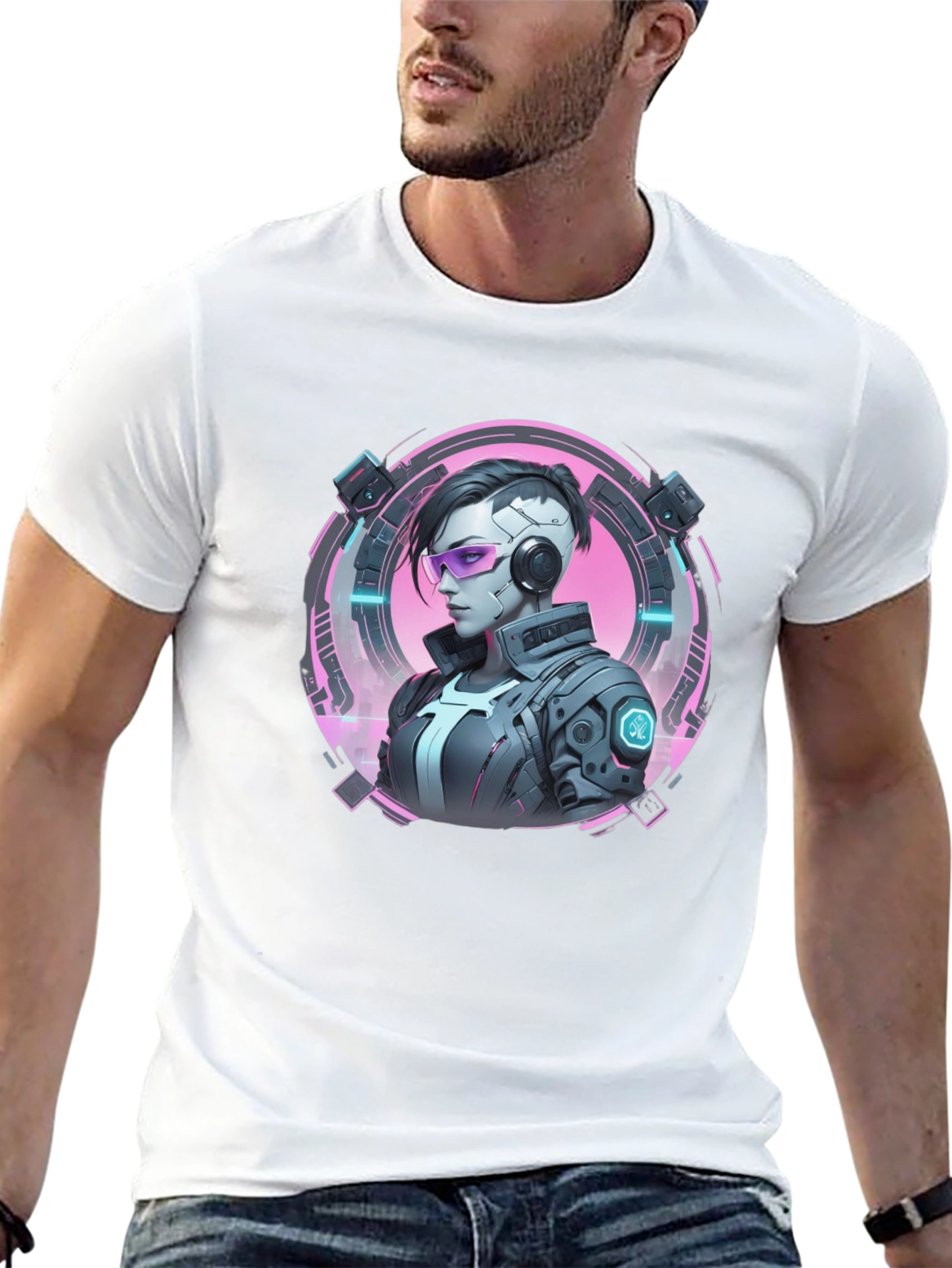 Cyberpunk Girl T-Shirt - Black Graphic Tee