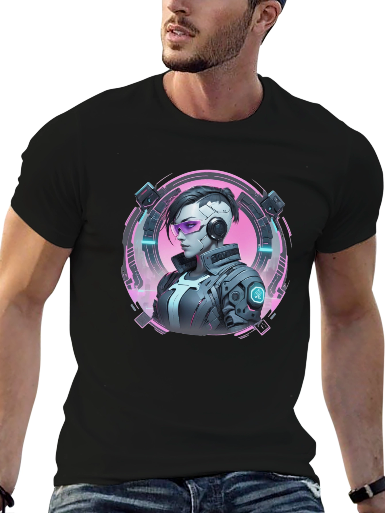 Cyberpunk Girl T-Shirt - Black Graphic Tee