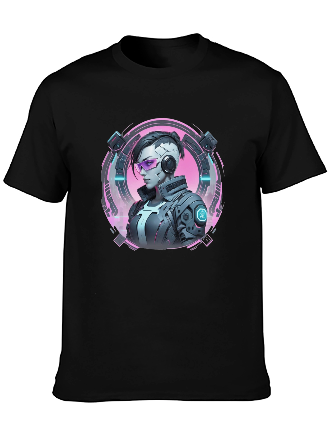 Cyberpunk Girl T-Shirt - Black Graphic Tee