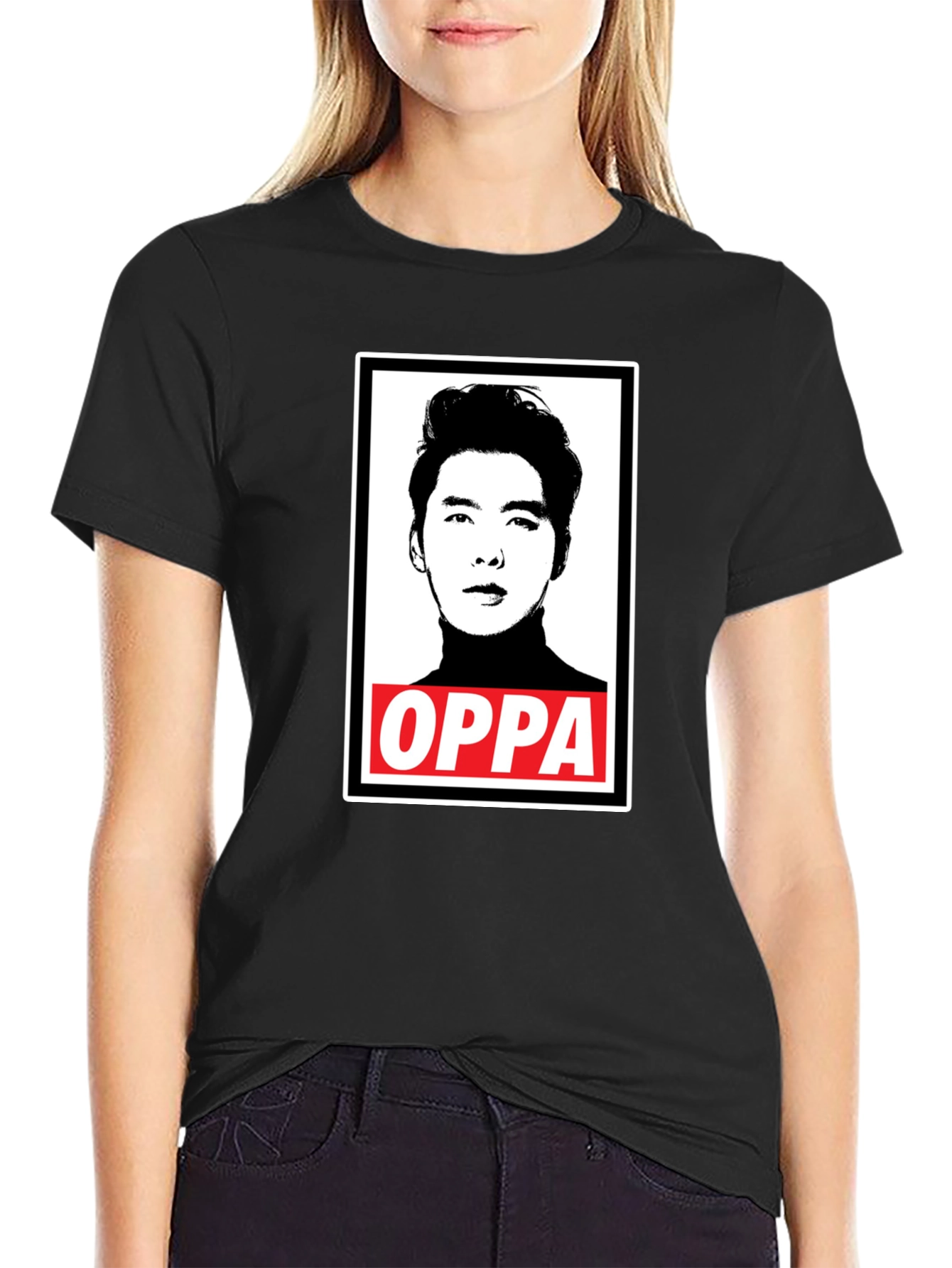 Oppa Portrait Graphic Black T-Shirt