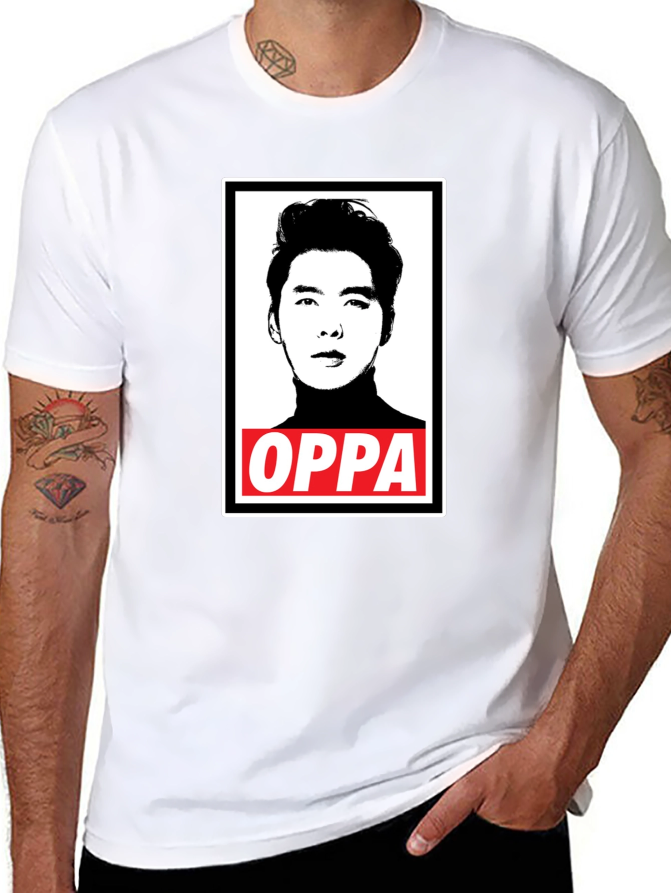 Oppa Portrait Graphic Black T-Shirt
