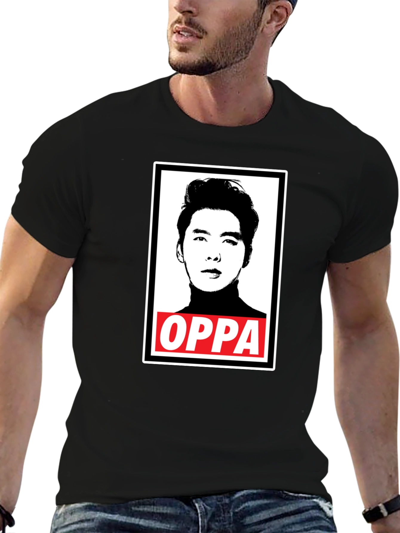 Oppa Portrait Graphic Black T-Shirt