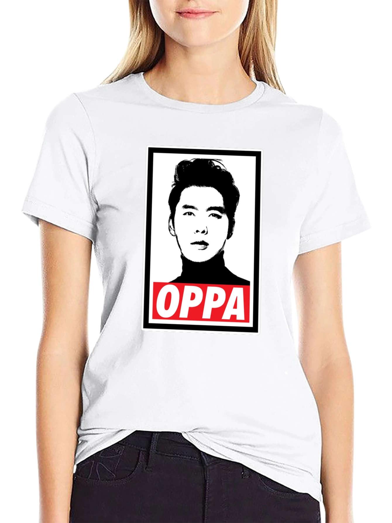 Oppa Portrait Graphic Black T-Shirt