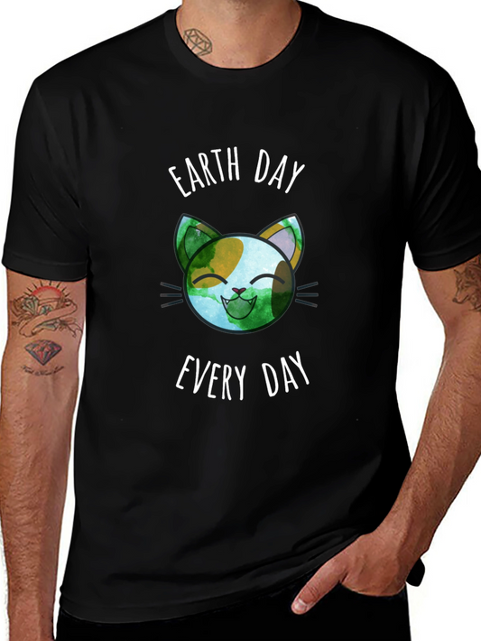 Earth Day Every Day Graphic Tee - Cat Earth Design