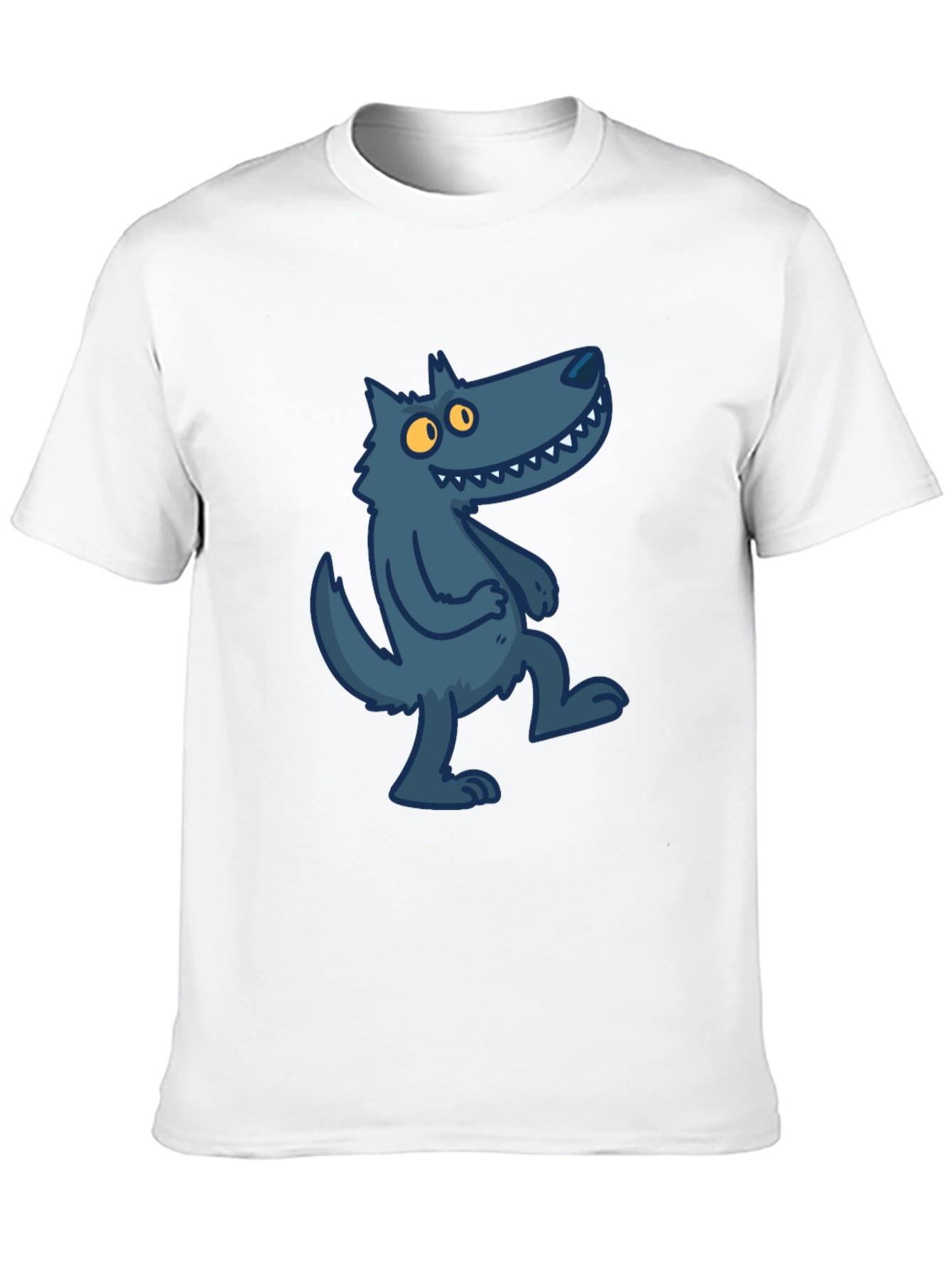 Cartoon Wolf Graphic Tee - Stylish Black T-Shirt