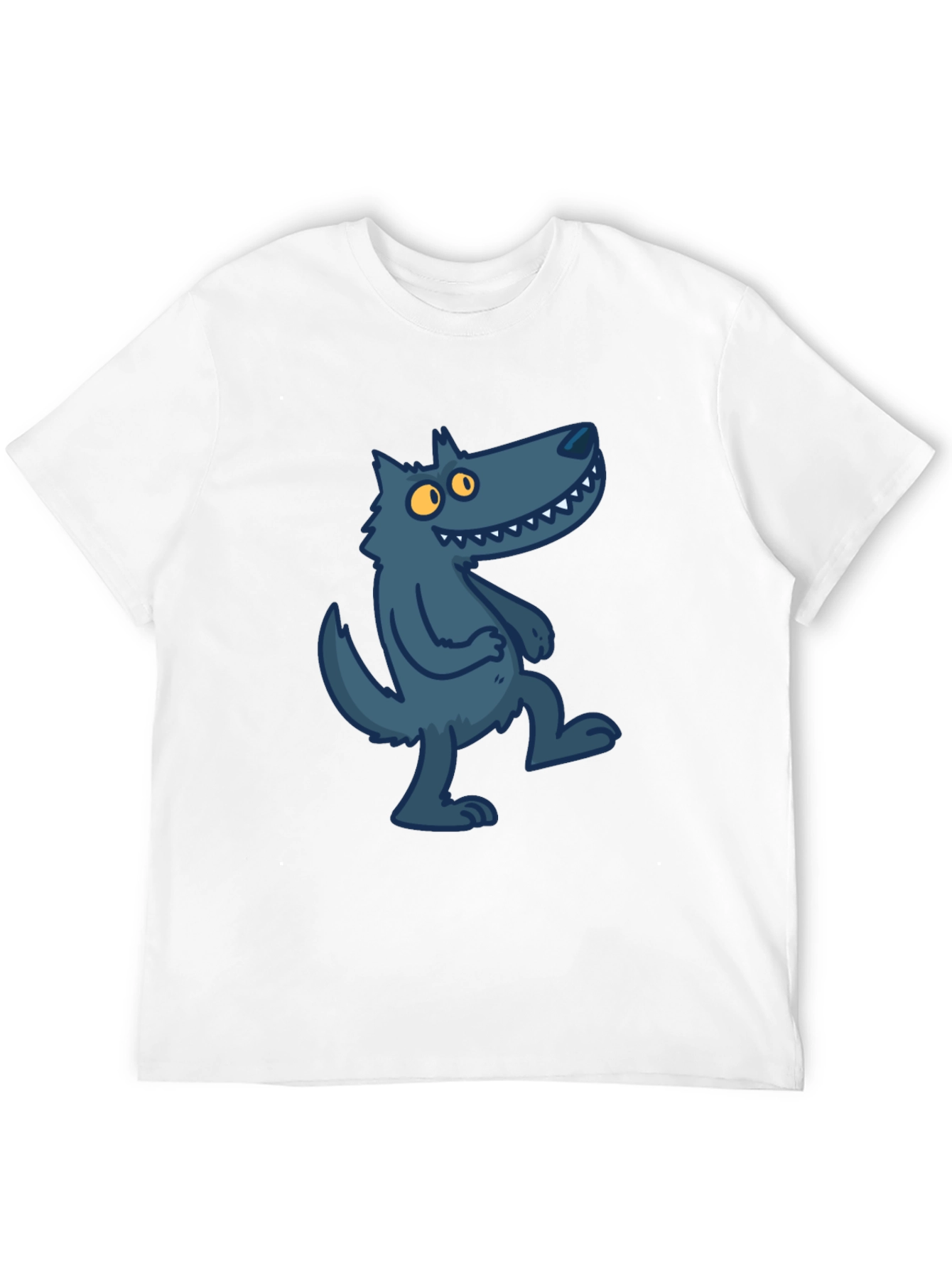 Cartoon Wolf Graphic Tee - Stylish Black T-Shirt