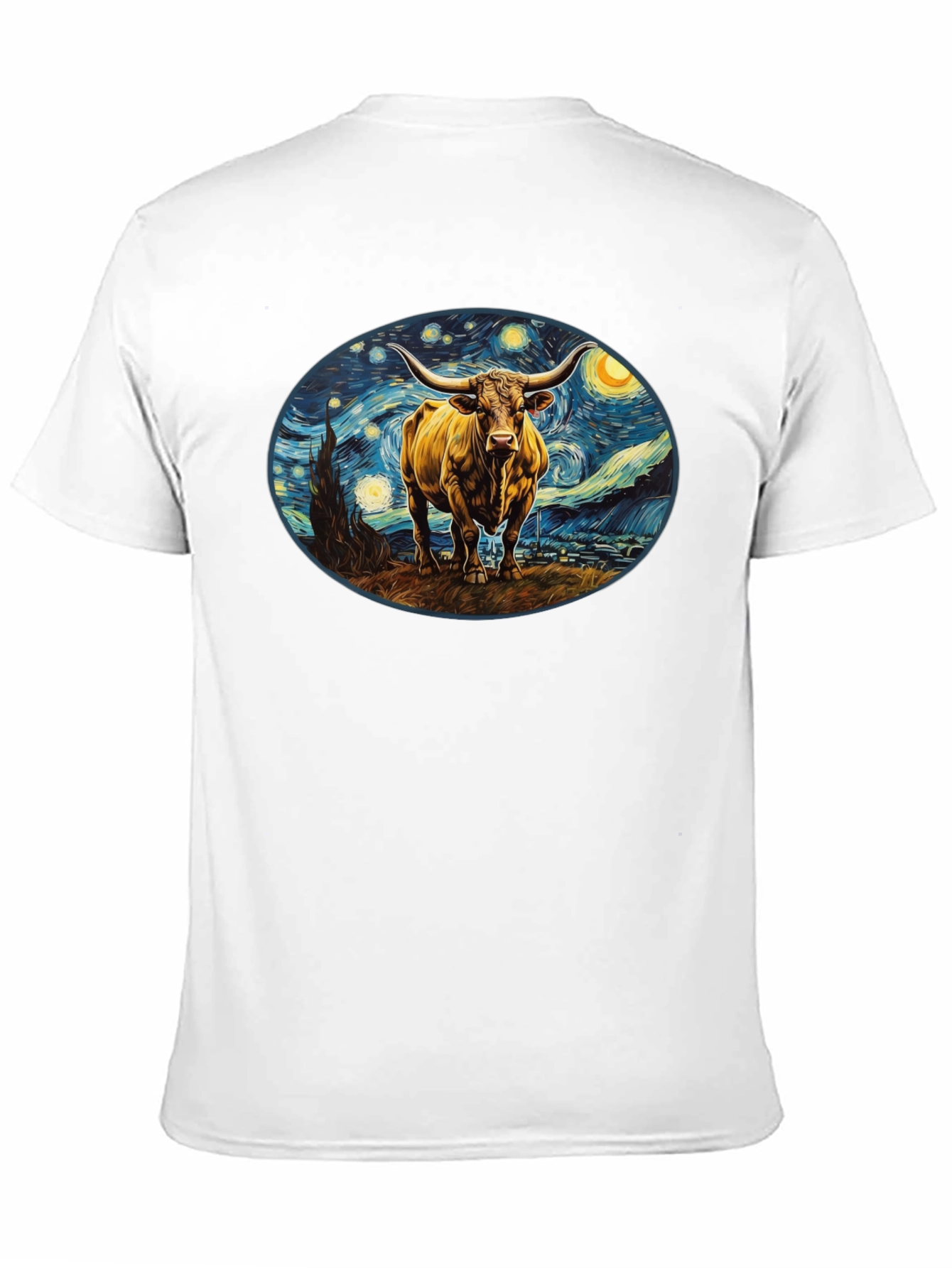 Starry Night Bull Black T-Shirt