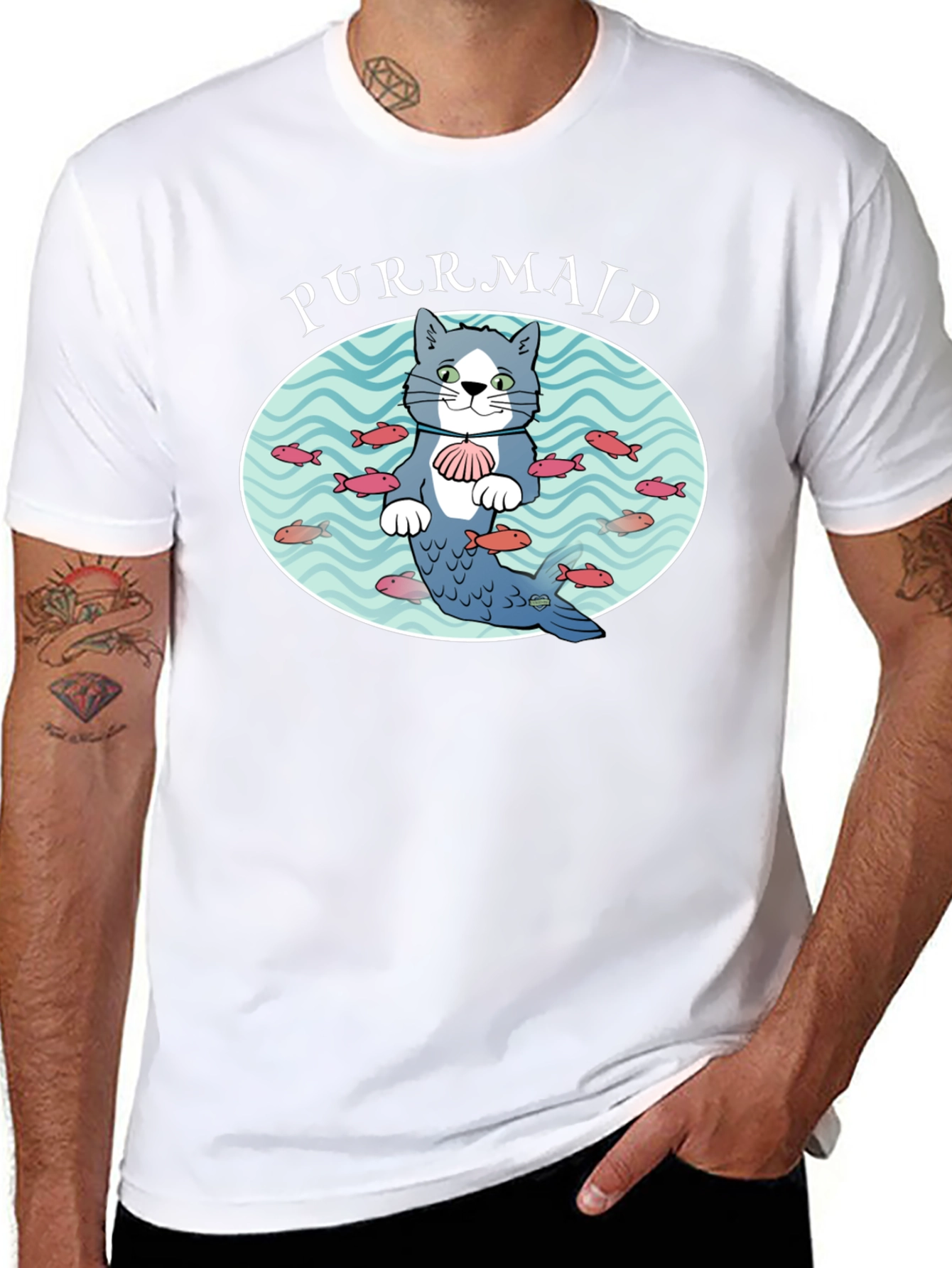 Purrmaid Cat Graphic T-Shirt - Unisex Cotton Tee