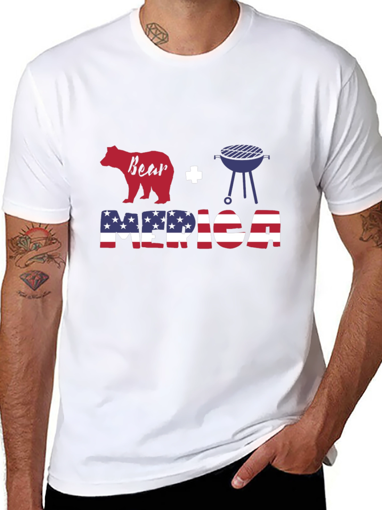 Bear BBQ Merica Graphic T-Shirt
